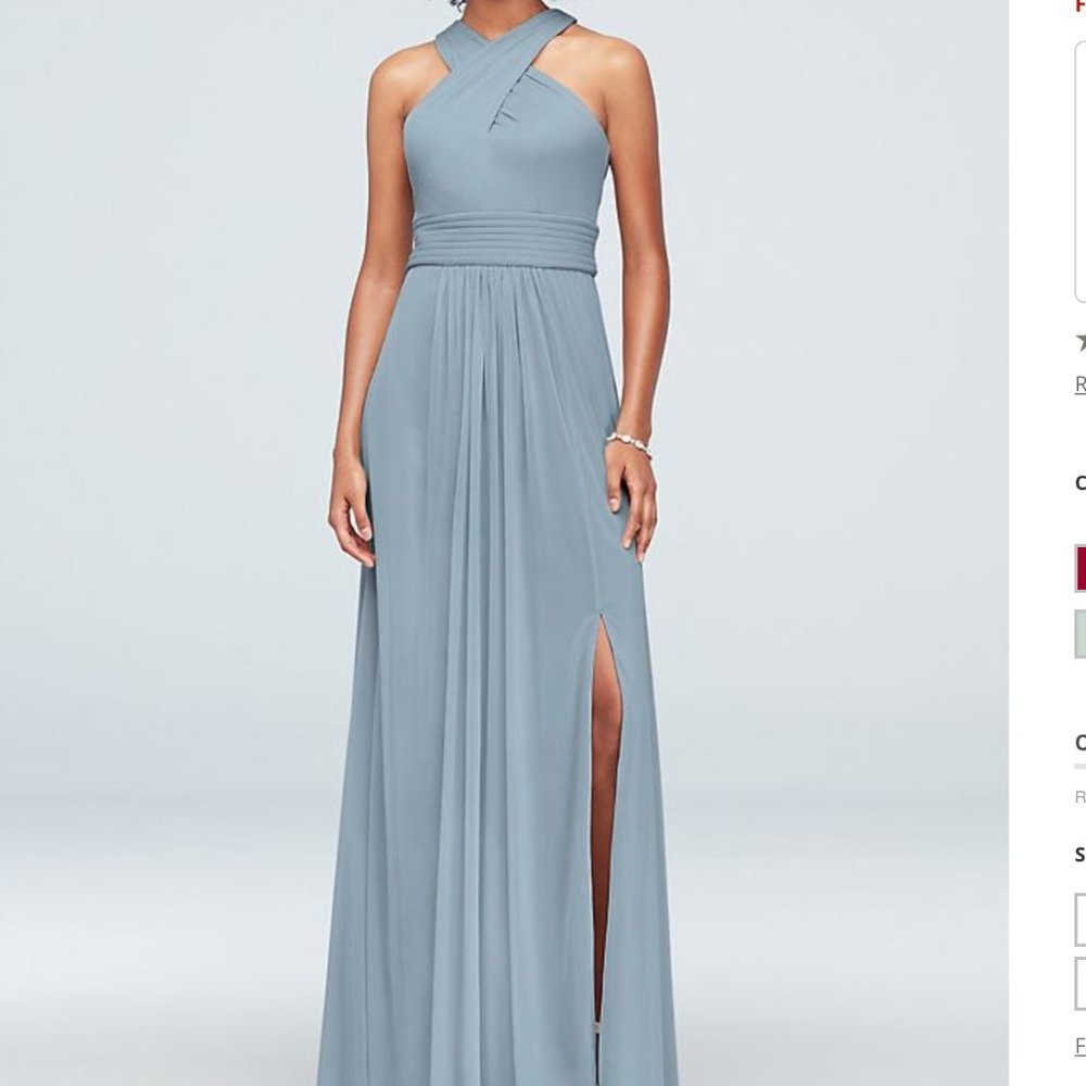 David's Bridal Crisscross GreyBlue Bridesmaid Dress 6